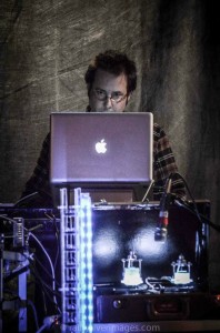 Composer and robotic musical instrument builder Troy Roger performs with various musical robotsat the Duluth Homegrown Festival. 2014.